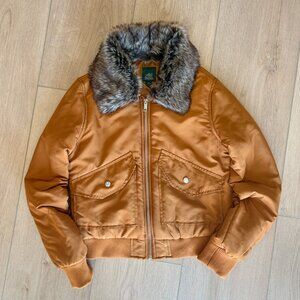 Wild Fable Mustard Bomber Jacket with removable faux fur collar XS